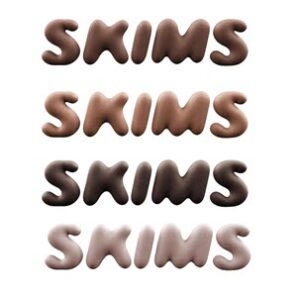 SKIMS logo in various skin tones